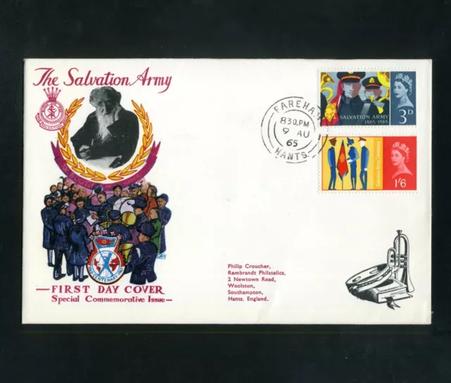 GB 1965  9th Aug REMBRANT FDC Salvation Army (Phosphor)  Fareham CDS (S+) Yy