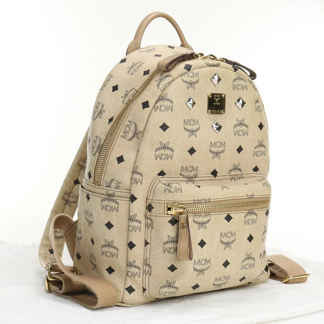 MCM  Leather Vintage Backpack beige from japan used ＃R
