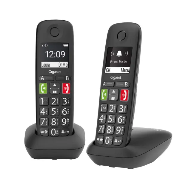Telefono Cordless Gigaset DUO DECT Rubrica Vivavoce ID Chiamata Nero E290 Duo