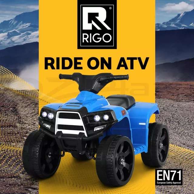 Rigo Kids Ride On Car ATV Quad Motorbike 4 Wheeler Electric Toys Battery Blue