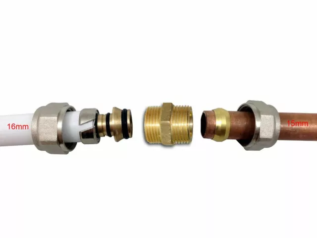 Brass compression fitting 15mm x 16mm reducer/coupler