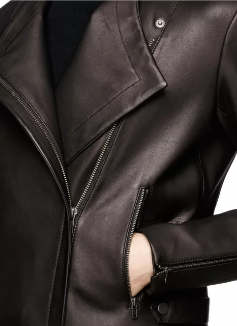 Theory Black Leather Jacket New Ford Phelan Moto Biker Medium NWT Women $995 3