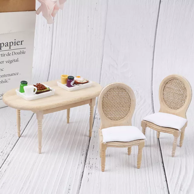 1:12 Dollhouse Miniature Dining Table Chair Set Doll House Kitchen Furniture-v s 2
