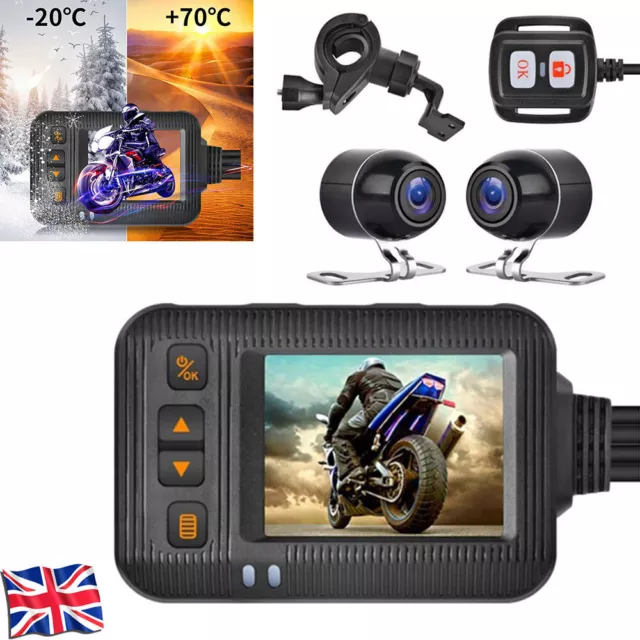 Motorcycle Dash Cam 2.0 inch HD 1080P Motorcycle Front and Rear Dual-lens Camera