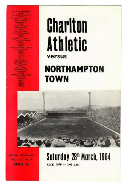 Charlton Athletic v Northampton Town - 1963-64 Division Two - Football Programme