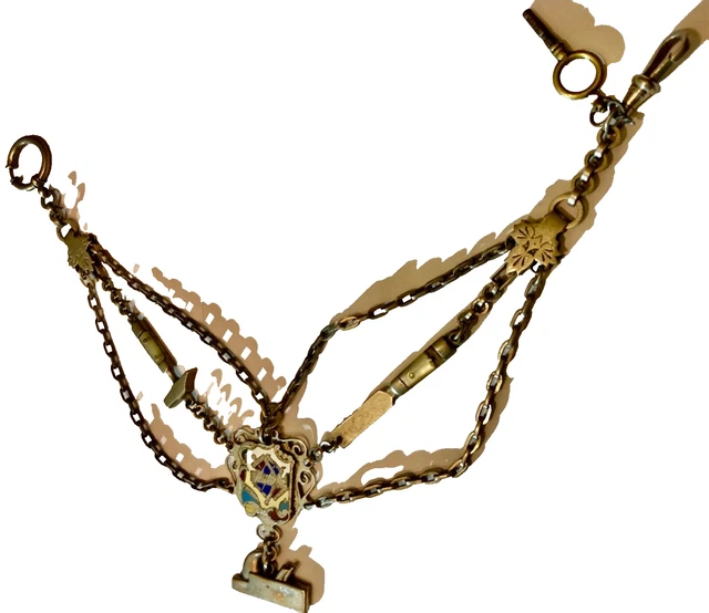 Chaîne De Montre à Gousset Ou Chatelaine Vintage - Longueur 30cm - Métal Argenté