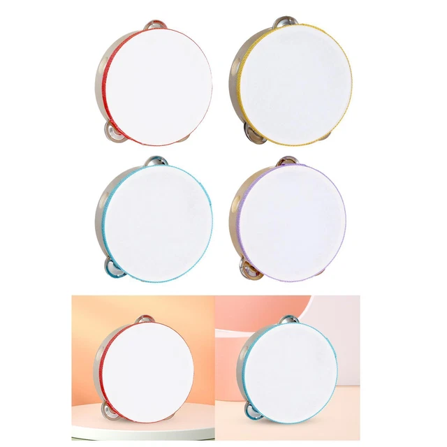 Wooden Handheld Tambourine Musical Instrument Hand Drum Double Rows Jingle