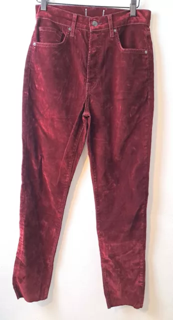 Free People We The Free Size W29 UK S Velvet Wine/Burgundy Trousers Jeans