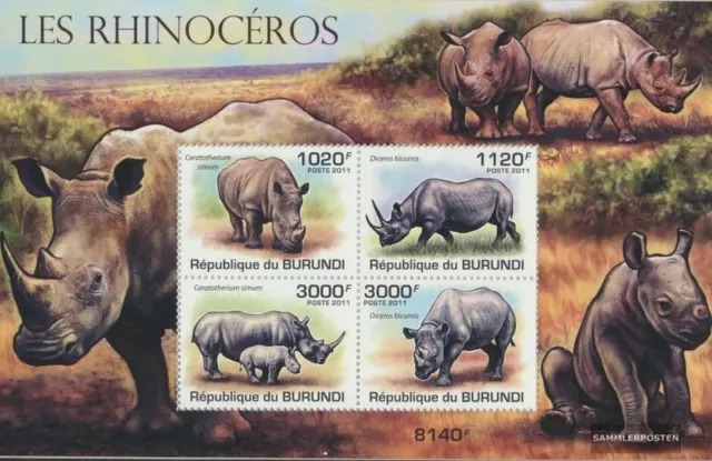 Burundi Block 168 (kompl. Ausgabe) postfrisch 2011 Nashorn