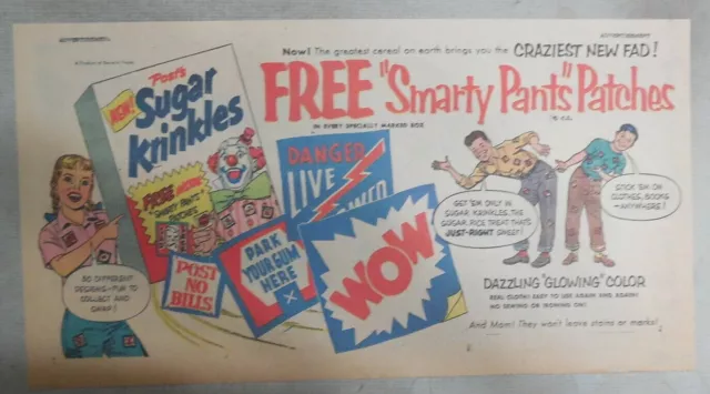 Post's Cereal Ad: Smarty Pants Patch Premiums! from 1950's Size: 7.5 x 15 inches