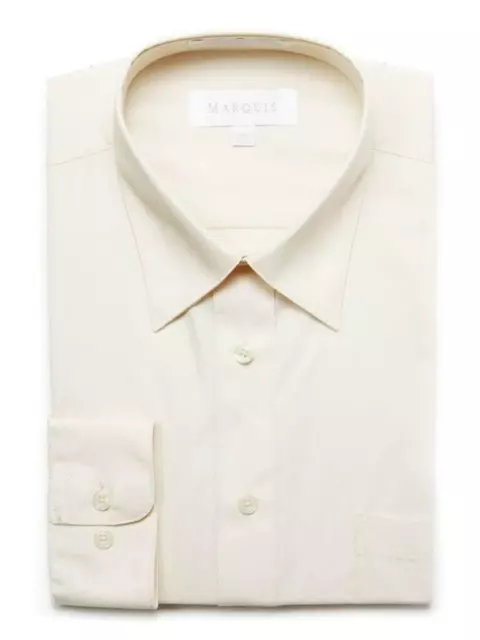 Marquis Men's Ecru Off White Short Sleeve Regular Fit Dress shirt - XX Large