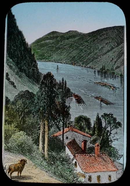 Magic Lantern Slide THE RHINE RIVER C1893 VICTORIAN ILLUSTRATION