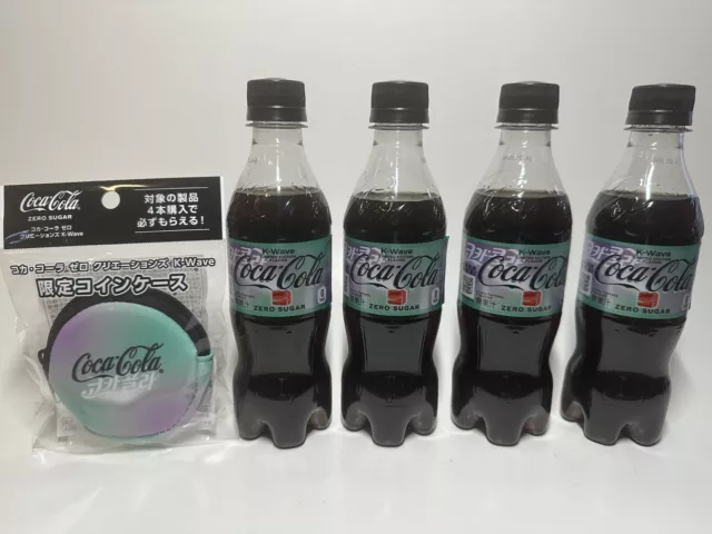 COCA COLA K-WAVE ZERO SUGAR JAPANESE LIMITED EDITION *4 BOTTLES w/BONUS