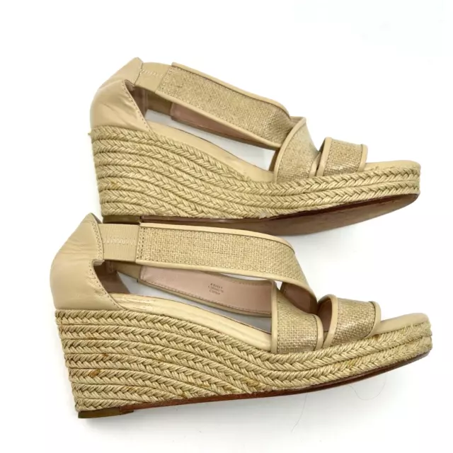 Taryn Rose Womens Krissy Wedge Sandals Sz 8 Linen Platform Espadrille Shoes