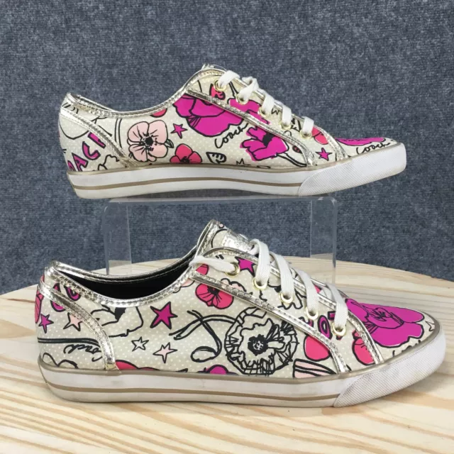 Coach Shoes Womens 10 Dee Casual Comfort Low Sneakers Beige Fabric Lace Up
