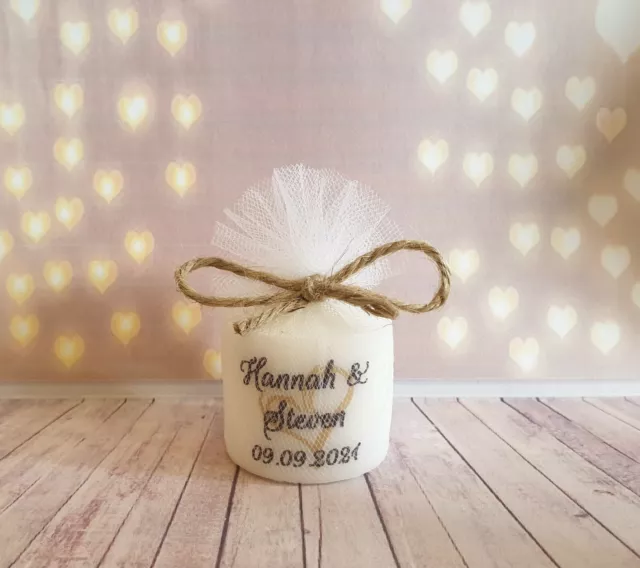 Personalised Modern 3cm Votive Wedding Candle Favours Any Colour inc Vintage 2