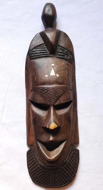 Old Tribal African  Carved Antique Look Hand Wooden Halloween  Mask Wall Hanging