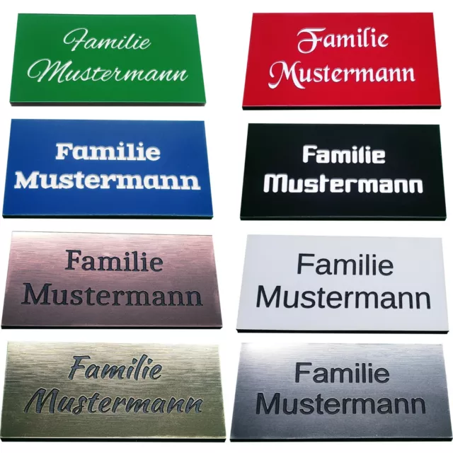 Briefkastenschild Klingelschild Türschild  Namensschild mit Gravur selbstklebend