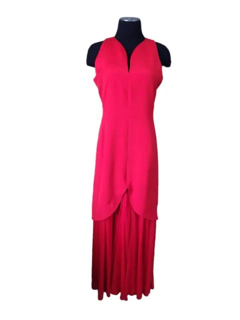 Vintage Carolina Herrera Dress Saks Fifth Avenue 100% Silk Made in USA Red Size8