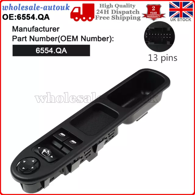 6554.QA Electricl Master Power Window Switch Fits for Peugeot 207 207SW 207CC