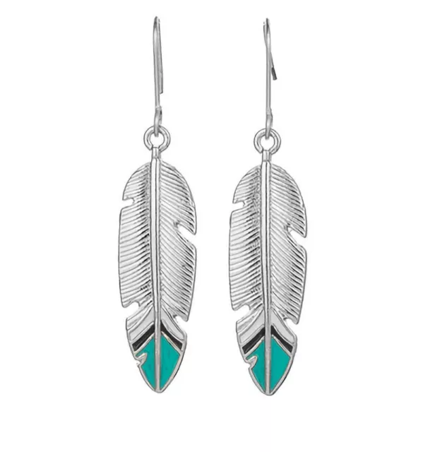 Horse & Western Jewellery Jewelry Native Usa Feather Earrings Silver Tone