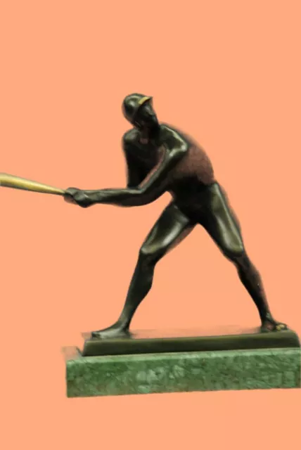 Bronze Sculpture baseball Player Figurine Bronze Statue, Signed Sports Decorativ