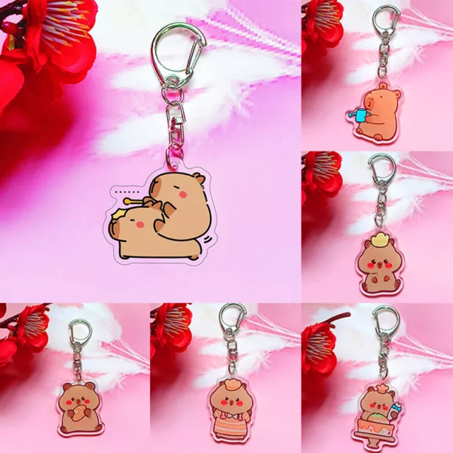 Funny Kawaii Capybara Pendant Keychain Cute Cartoon Acrylic Doll Bag Keyring Sp