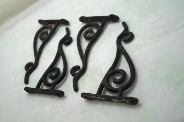 Set Of 4 Metal Cast Antique Style Black Coat Rack Hooks