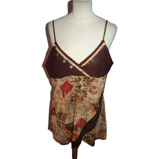 Chemisier Patrice Breal - Plissé Orange - Taille 44 (M/L) - Manches 3/4 - Polyester/Viscose - Occasion Parfait État