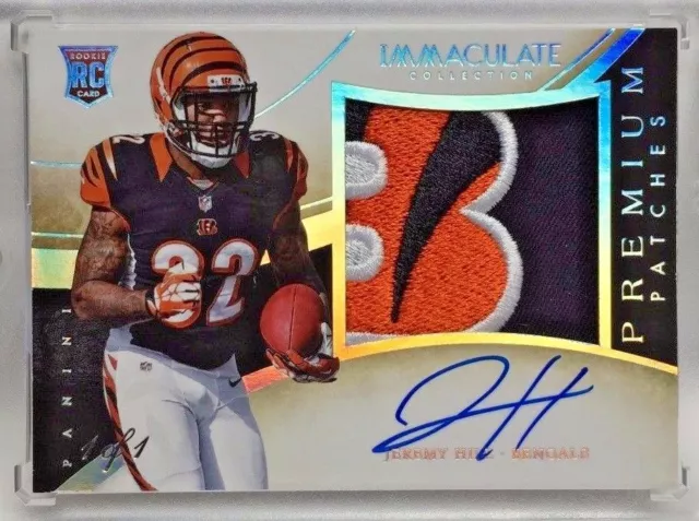 Jeremy Hill 2014 Panini Immaculate Premium 3 color Logo Patch RC Auto #'d 1/1