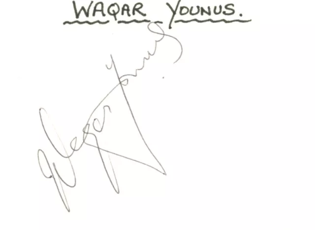 Waqar Younis - Pakistan Test Cricketer - Hand Signed Card