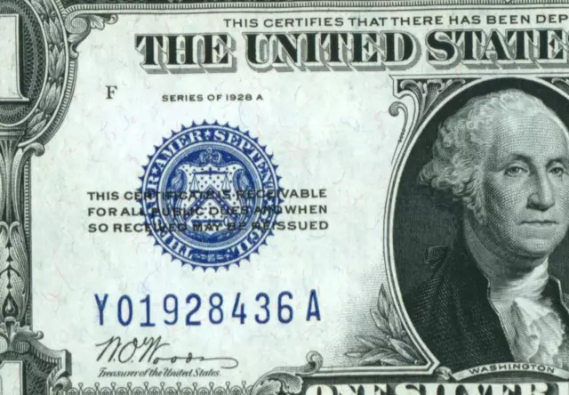 $1 1928 A ((CHOICE CU))((FUNNYBACK)) Silver Certificate ((2nd of 2 consecutive))