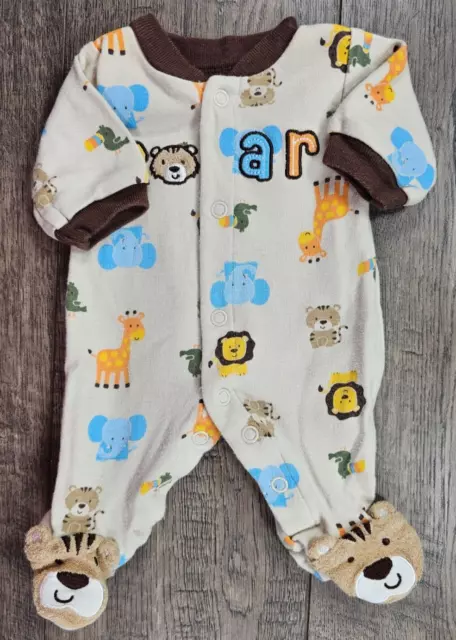 Baby Boy Clothes Child Mine Carter's Preemie Brown Roar Footed Outfit