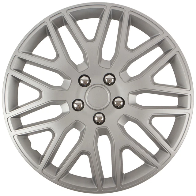 Copricerchi 14" Coprimozzo Dakar NC Coperture in Plastica Set di 4 Silver Fit R14 2