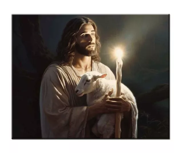 Jesus and the Lamb Oil Painting Picture Printed on Canvas, Home Wall Decor,V