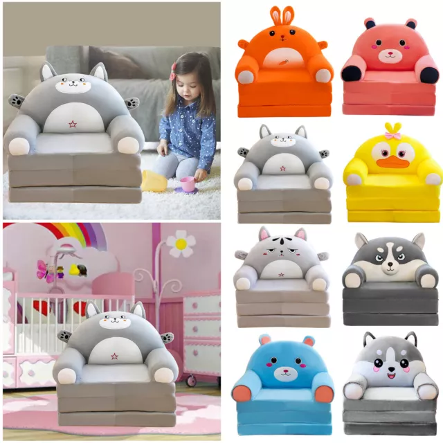 Plush Foldable Kids Sofa Backrest Armchair 2 In 1 Foldable Without Liner Filler