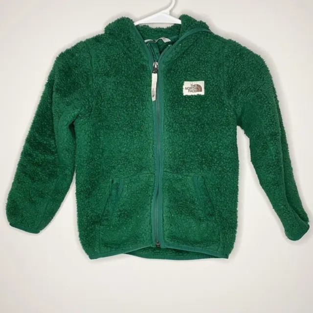 The North Face Green Sherpa Full Zip Hoodie Jacket Size Toddler 6 Unisex Casual
