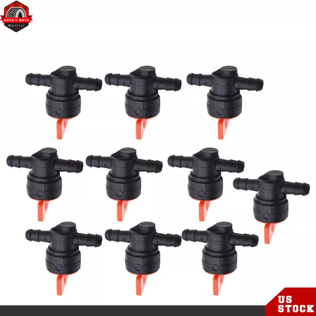 (10) 1/4" Straight In-Line Gas Motorcycle Petcock Fuel Shut-off / Cut-off Valves