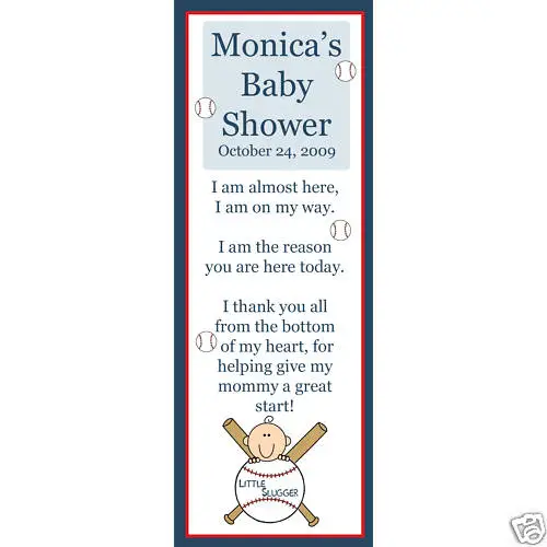 24 Baby Shower Bookmark Favors Baseball  LITTLE SLUGGER