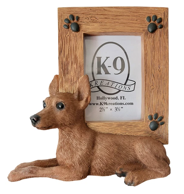 Min Pin Picture Frame Miniature Pinscher Dog Breed 2.5 x 3.5 Photo Frame NEW