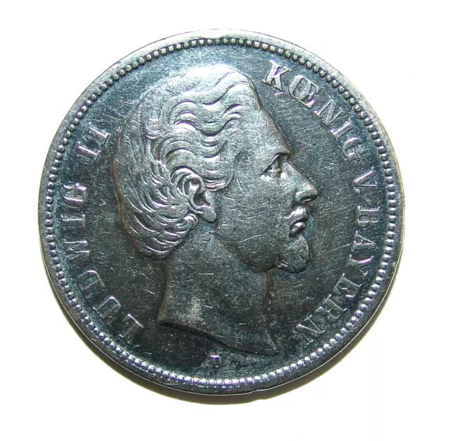 Silber Münze Bayern Kaiserreich 5 Mark König Ludwig II 1874 D Silbermünze