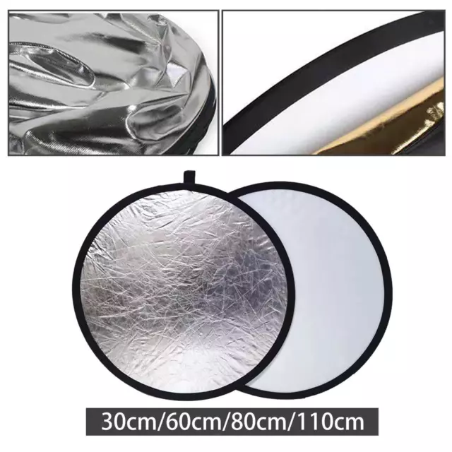 2 in 1 Light Reflector Silver White Handle Reflector Light Diffuser for Outdoor