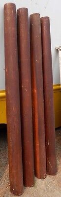 FOUR Antique Brown-Stained Round Solid Core Interior Columns Salvage 5