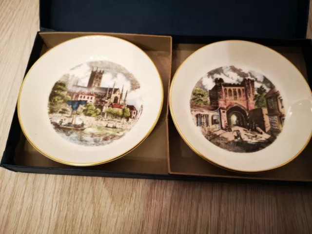 Pair Of Old Royal Worcester Fine Bone China Mini Plates Made For Kay & Co BOXED