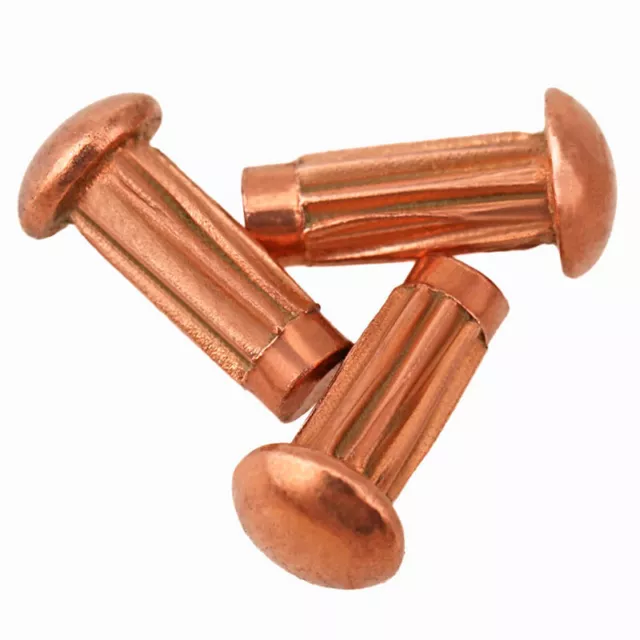 Solid Copper Knurled Sign Rivets M2-M3 Round Pan Head Purple Copper Spiral Rivet