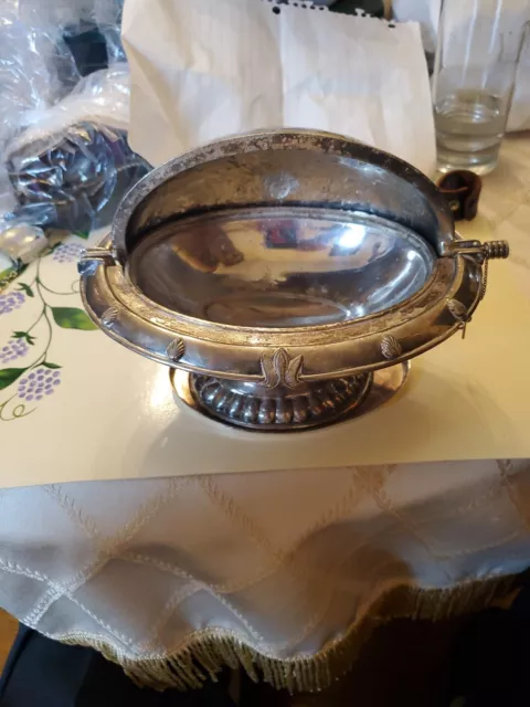 Vintage E B Maltby Silver Plate Dome Roll Top Butter Caviar Serving Dish