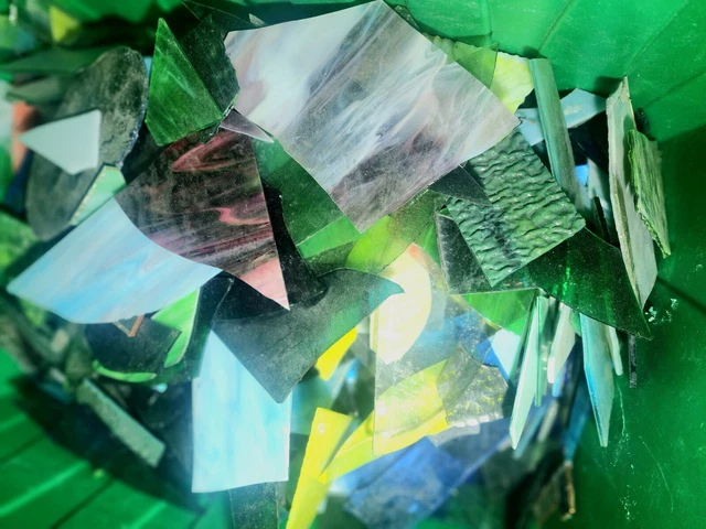 Lot - 2.5 lbs Large Vintage Stained Glass Pieces for Mosaics