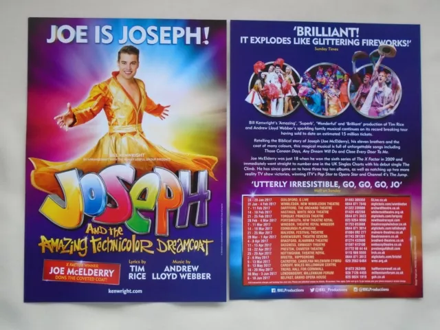 JOE McELDERRY Joseph & Amazing Technicolor Dreamcoat 2017 UK Tour Promo flyers