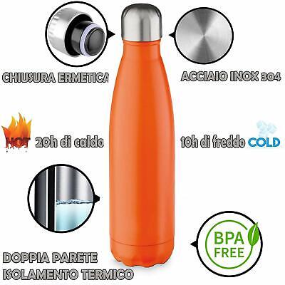GH Borraccia Termica 500ml Inchiostro Nero Doppia parete isolato Termica Bottiglia Senza BPA Bottiglia per Acqua Isolamento Sottovuoto Bottiglia d'Acqua Acciaio Inox Thermos 