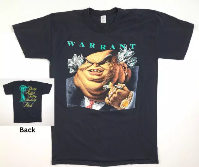 Vintage 80's Warrant Dirty Rotten Filthy Stinking Rich Tour T- Shirt XL Black